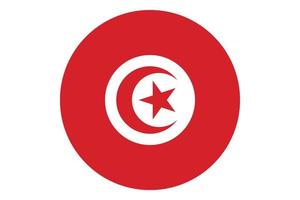 Circle flag vector of Tunisia on white background.