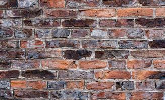 Brick wall in orange brown grunge brick background, Horizontal backdrop Abstract with broken bricks texture, English heritage old Vintage house facade wall with cracks and scratches vintage style photo