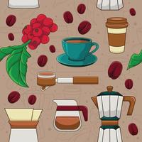 Seamless Pattern Coffee Beverages Background vector