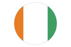 Circle flag vector of Cote d'Ivoire on white background.