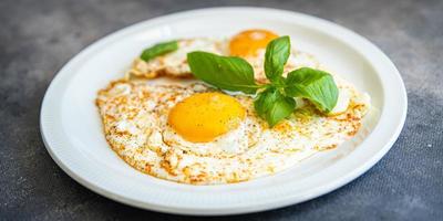 egg fried breakfast fresh white protein yolk meal food snack on the table copy space food background photo
