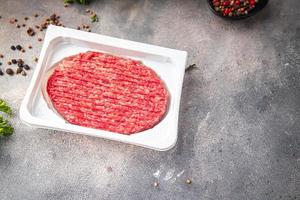 raw ground meat cutlet pork beef burger fresh dish meal food snack on the table copy space food background photo