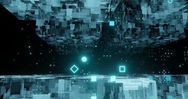 abstract background using a technology theme with a pattern of bright blue lines, polygons and dots, there is space in the middle horizontally, 3d rendering, and 4K size photo