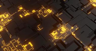 abstract background using geometric texture patterns and bright yellow lines which is synonymous with tech sci-fi theme, perspective camera, 3d rendering and 4K size photo