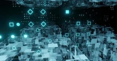 abstract background using technology theme with bright blue line pattern, polygons and dots, horizontally spaced at the top, 3d rendering and 4K size photo