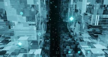 abstract background using technology theme with bright blue line pattern, polygons and dots, vertical space in the middle, 3d rendering, and 4K size photo