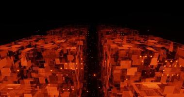 abstract background using a geometric pattern of lines, points and polygons using a bright orange color, there is a space at the top, 3d rendering, and 4K size photo