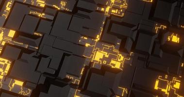 abstract background using geometric texture patterns and bright yellow lines synonymous with tech sci-fi theme, panoramic camera, 3d rendering and 4K size photo