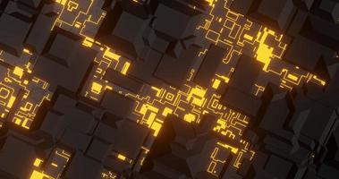 abstract background using geometric texture patterns and bright yellow lines identical to tech sci-fi theme, orthographic camera, 3d rendering and 4K size photo