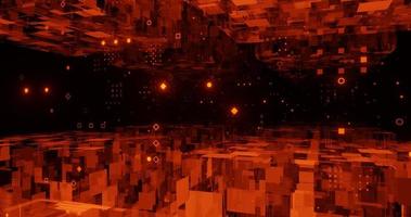 abstract background using geometric patterns of lines, points and polygons using the bright orange color, there is space in the center horizontally, 3d rendering and 4K size photo