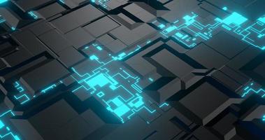 abstract background using geometric texture patterns and bright blue lines which is synonymous with tech sci-fi theme, perspective camera, 3d rendering and 4K size photo