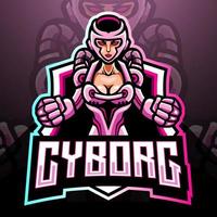 Cyborg girl mascot. esport logo design vector