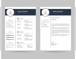 A4 size resume with cover letter template vector