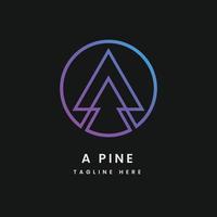 Plantillas de diseño de logotipo de vector de pino de árbol de letra a