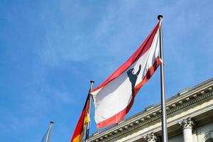 Berlin Germany, 2014. Flags flying outside the Abgeordnetenhaus, State Parliament building in Berlin on September 15, 2014 photo