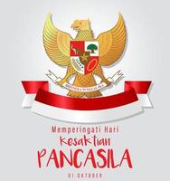 feliz dia de la pancasila. ilustración vectorial de la celebración de pancasila en indonesia vector