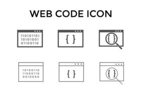 iconos de código web. símbolo de icono de codificación de sitio web vector