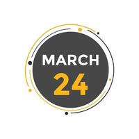 march 24 calendar reminder. 24th march daily calendar icon template. Calendar 24th march icon Design template. Vector illustration