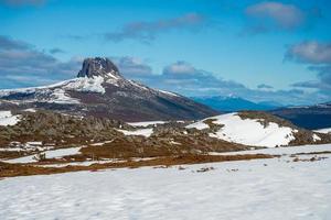 The Barn Bluff mountain located in the Central Highlands region of Tasmania state of Australia in winter season. photo