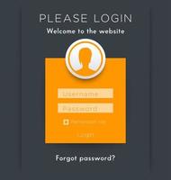 Login window with woman head icon, log in page design vector