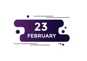 february 23 calendar reminder. 23th february daily calendar icon template. Calendar 23th february icon Design template. Vector illustration