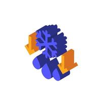 defrost, ice to water icon, isometric design vector