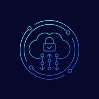 Secure cloud access or protected hosting line icon vector