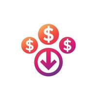 cost reduction icon with gradient vector