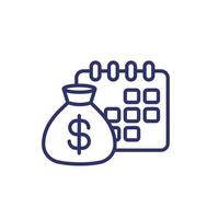 deposit period line icon, money and calendar vector