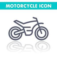 bicicleta todoterreno, icono lineal de motocicleta, pictograma de motocross, icono de línea aislado en blanco, ilustración vectorial vector