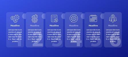 cost effective and financial efficiency, 6 steps infographic with line icons vector