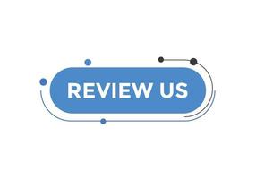 Review us Start now button. Review us User rating social banner promotion. Review Us text social media template vector