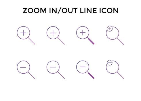 Set of zoom in out icons. Magnifying glass zoom in plus sign. Used for SEO or websites. vector