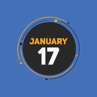 january 17 calendar reminder. 17th january daily calendar icon template. Calendar 17th january icon Design template. Vector illustration