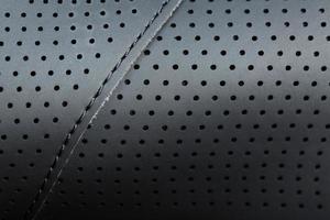 Close-up full-screen black textured leather with perforations photo
