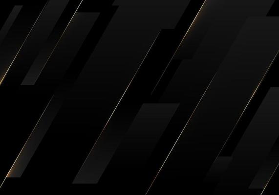 Abstract black diagonal stripes with golden lines pattern background luxury style
