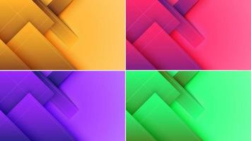 Set of banner template design background abstract yellow, pink, purple, green color squares geometric overlapping layer with halftone vector