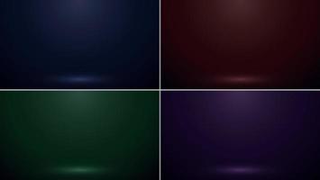 Set of 3D studio room blue, red, green, purple background with spotlight vector