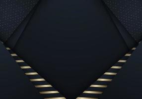 3D elegant template abstract background black paper art layer with gold stripes pattern. vector
