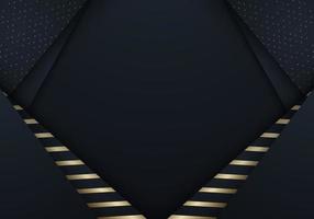 3D elegant template abstract background black paper art layer with gold stripes pattern. vector