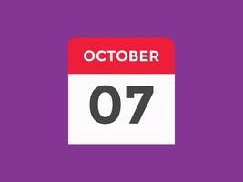 october 7 calendar reminder. 7th october daily calendar icon template. Calendar 7th october icon Design template. Vector illustration