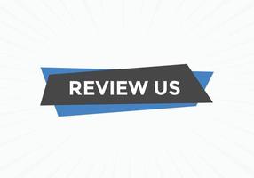 Review us Start now button. Review us User rating social banner promotion. Review Us text social media template vector