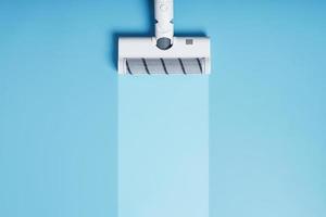 White vacuum cleaner brush on a blue background, top view. With a clean stripe photo