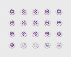 set of Setting icon gradient color for apps or web interface with button. Set of settings, Gear, Cog icon vector with button. Sign flat style setting or gear