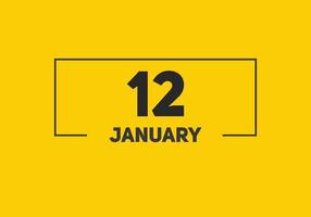 january 12 calendar reminder. 12th january daily calendar icon template. Calendar 12th january icon Design template. Vector illustration