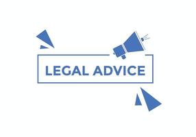 botón de noticias de asesoramiento legal. plantilla web de texto de asesoramiento legal. ilustración vectorial burbuja de diálogo vector