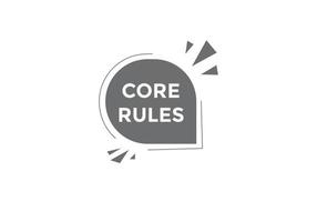 Core rules text button. Core rules speech bubble. Core rules text web template Vector Illustration