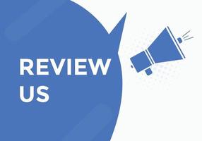 Review us Start now button. Review us User rating social banner promotion. Review Us text social media template vector