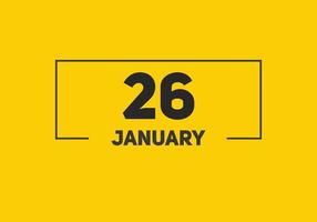 january 26 calendar reminder. 26th january daily calendar icon template. Calendar 26th january icon Design template. Vector illustration