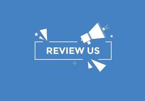 Review us Start now button. Review us User rating social banner promotion. Review Us text social media template vector